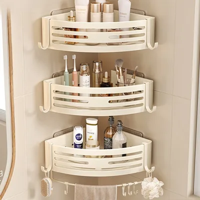 Portable Raised Bathroom Storage Triangle Rack White Three Layers 10 Hooks - Shop at LoveMi