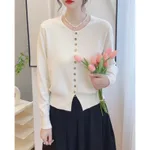 Autumn Classic Style Knitted Sweater Small Cardigan Women - White