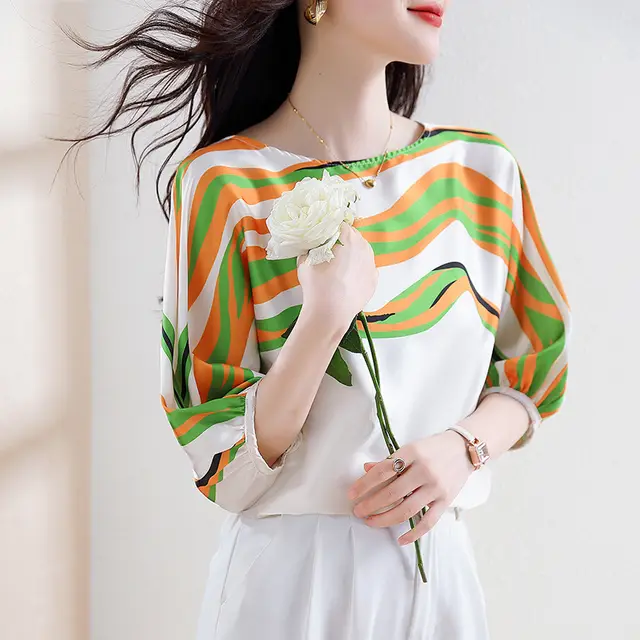Women's Pullover Chiffon Shirt Striped Top Picture Color - Shop at LoveMi