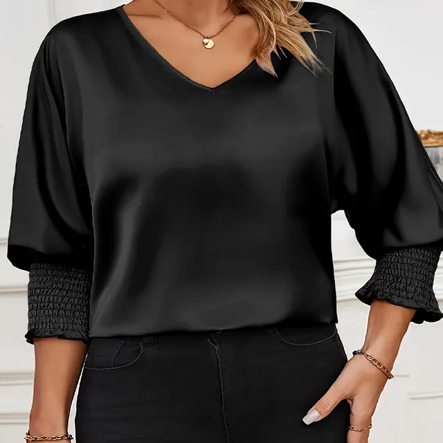 Women's Satin European And American Temperament Shirt Black - Shop at LoveMi