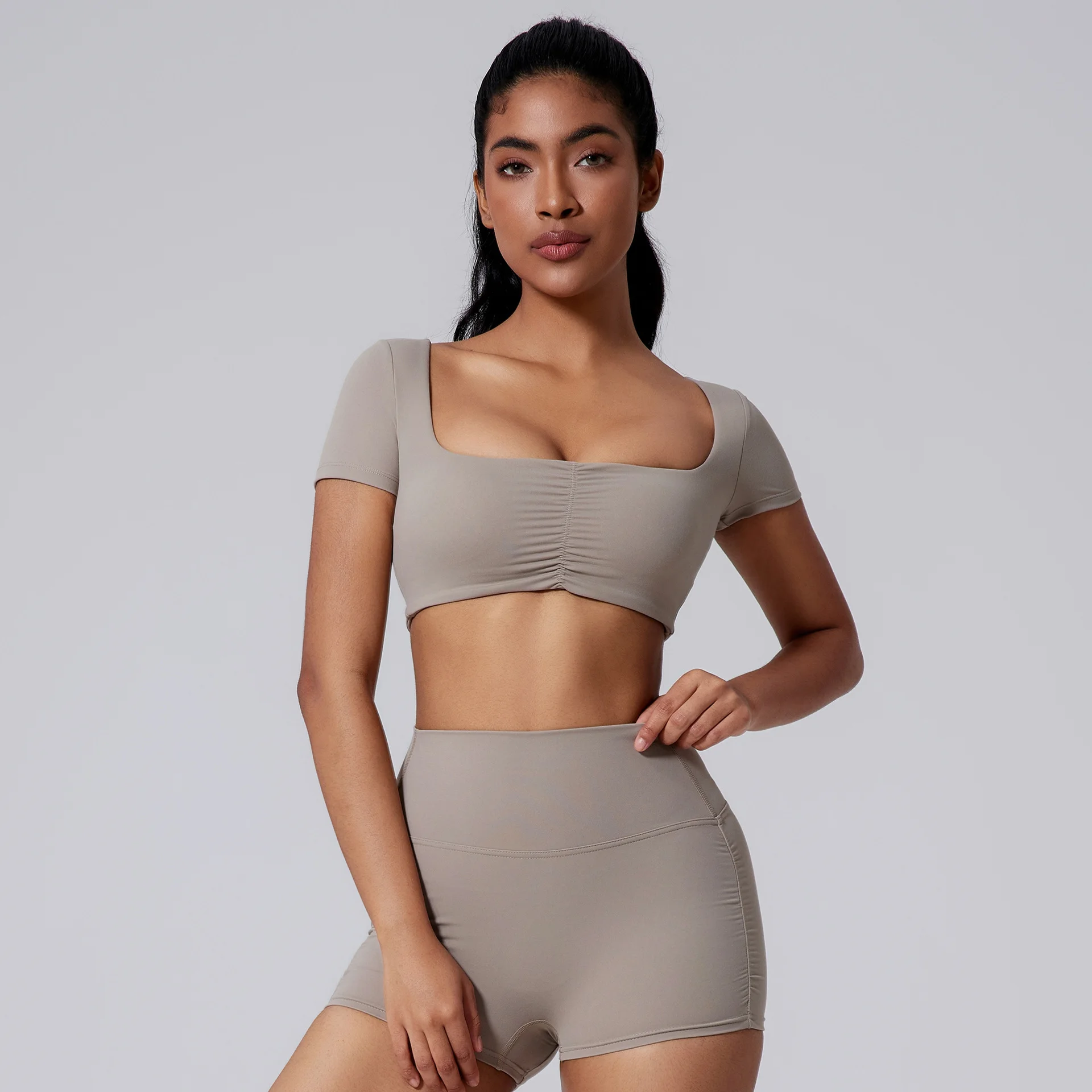 Women's Spring And Summer Solid Color Short Sleeve - Linen