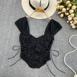 Lace Tube Top Underwear Spaghetti-strap Slip Female Outer Wear Short - Black