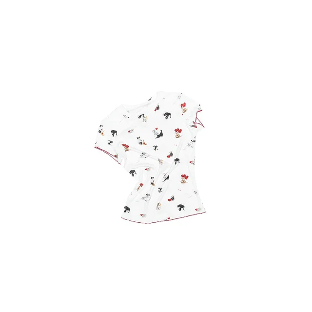 Women's Round Neck Dogs And Cats Printed T shirt White - Shop at LoveMi