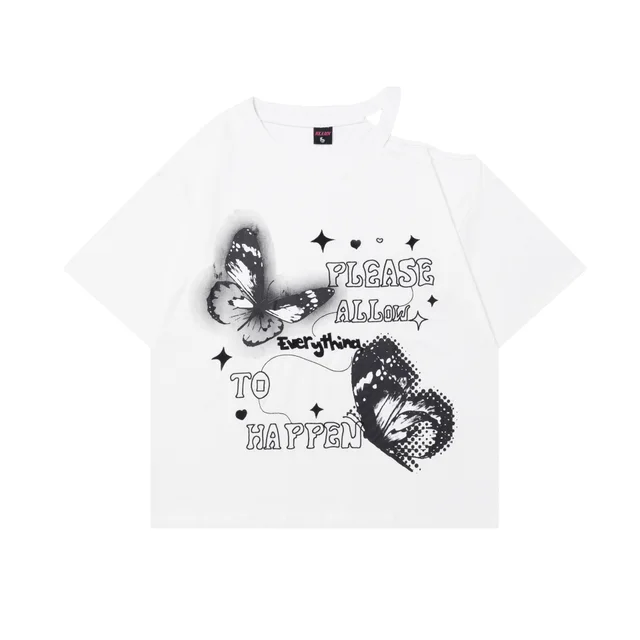 Women's American Retro Fashion Short Sleeve T shirt White - Shop at LoveMi