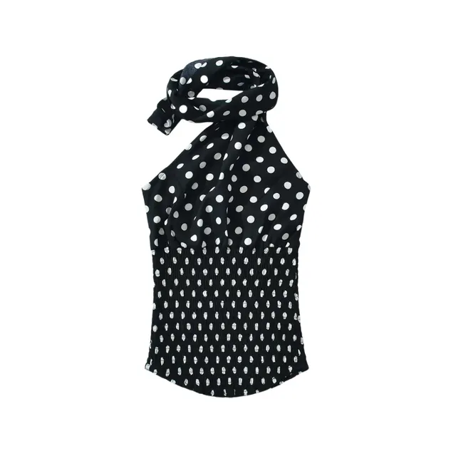 Women's Fashion Halter Off the shoulder Polka Dot Set Black Top - Shop at LoveMi