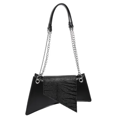 Stone Pattern Patent Leather Glossy New Square Pouch Women Black - Shop at LoveMi