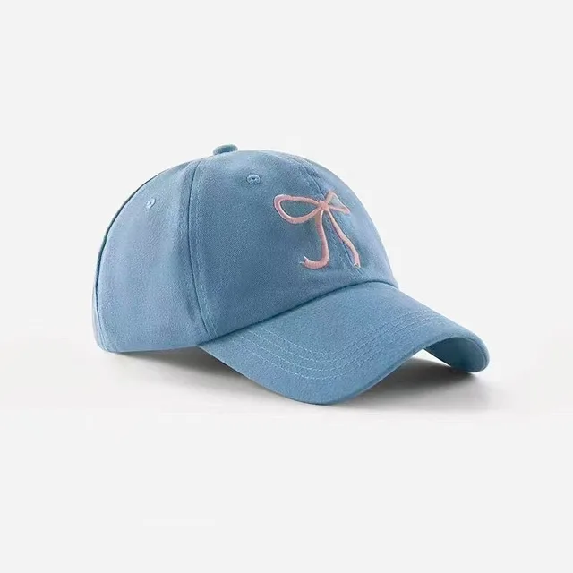 Wide Brim Baseball Cap Embroidered Outdoor Casual Sunshade Bow Baseball Blue - Shop at LoveMi