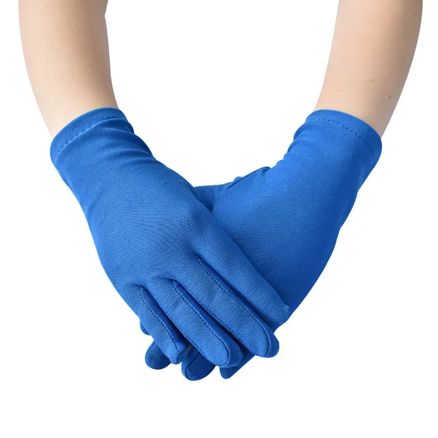 Spring And Autumn New Women's Hand Guard Milk Silk Satin Stretch Gloves Blue - Shop at LoveMi