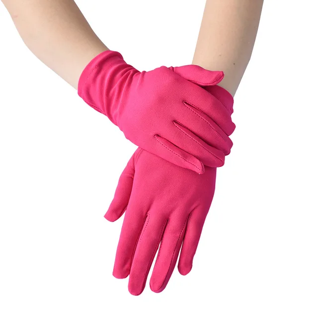 Spring And Autumn New Women's Hand Guard Milk Silk Satin Stretch Gloves Rose Red - Shop at LoveMi