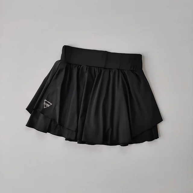 Fake Two piece Yoga Anti exposure Sports Fitness Dance Short Dress Black - Shop at LoveMi