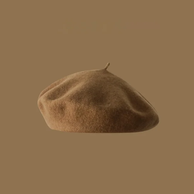 Wool Beret Girls' Japanese Style Artistic Vintage Painter Hat Camel 04 - Shop at LoveMi