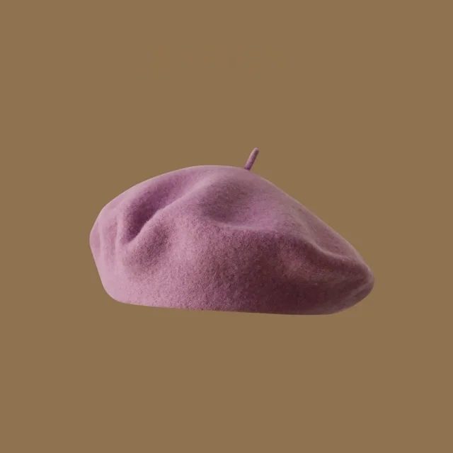 Wool Beret Girls' Japanese Style Artistic Vintage Painter Hat Lilac Purple 19 - Shop at LoveMi