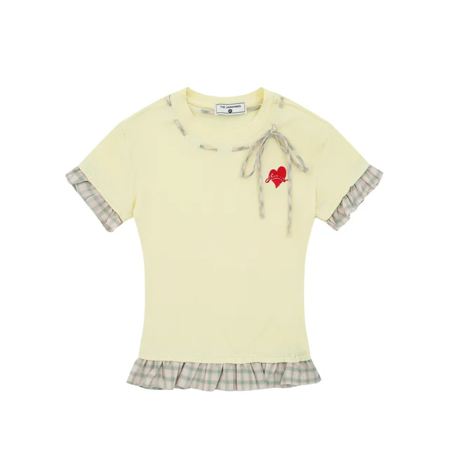 New Sweet Girly Simplicity Short Sleeve T shirt Light Yellow - Shop at LoveMi