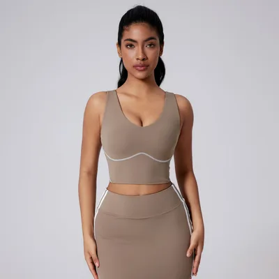 Underwear With Chest Pad Sports Shockproof Wide Shoulder Strap Top Elephant Gray - Shop at LoveMi