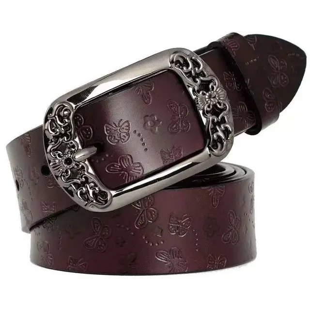 Retro Pin Buckle Printed Belt Fashion Casual Decorative Jeans Pant Belt Brown - Shop at LoveMi