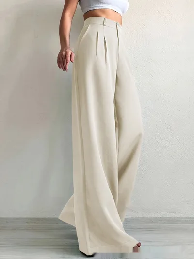 Elegant Solid Color High grade Draping Formal Suit Trousers 5 Apricot - Shop at LoveMi