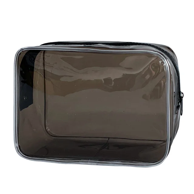 In Stock Solid Color Transparent Cosmetic Bag Large Capacity Convenient And Simple Storage Bag Black - Shop at LoveMi
