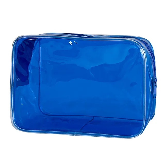 In Stock Solid Color Transparent Cosmetic Bag Large Capacity Convenient And Simple Storage Bag Dark Blue - Shop at LoveMi