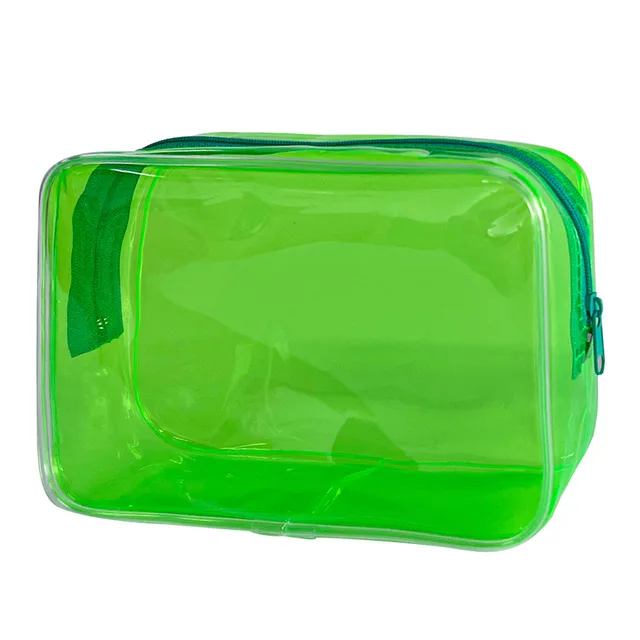 In Stock Solid Color Transparent Cosmetic Bag Large Capacity Convenient And Simple Storage Bag Green - Shop at LoveMi