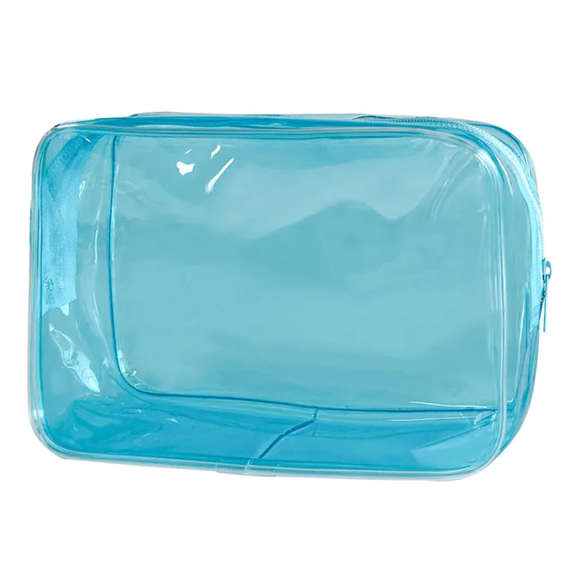 In Stock Solid Color Transparent Cosmetic Bag Large Capacity Convenient And Simple Storage Bag Light Blue - Shop at LoveMi