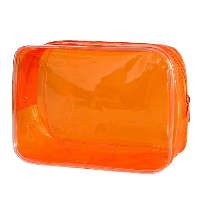 In Stock Solid Color Transparent Cosmetic Bag Large Capacity Convenient And Simple Storage Bag Orange - Shop at LoveMi