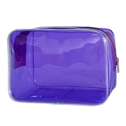 In Stock Solid Color Transparent Cosmetic Bag Large Capacity Convenient And Simple Storage Bag Purple - Shop at LoveMi