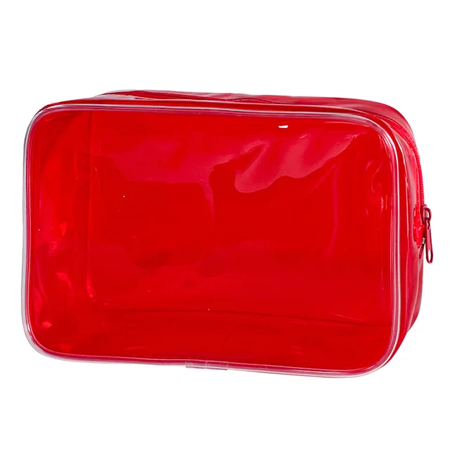 In Stock Solid Color Transparent Cosmetic Bag Large Capacity Convenient And Simple Storage Bag Red - Shop at LoveMi