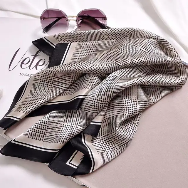 Women's High end Thin Square Scarf 47 Houndstooth Light Coffee - Shop at LoveMi