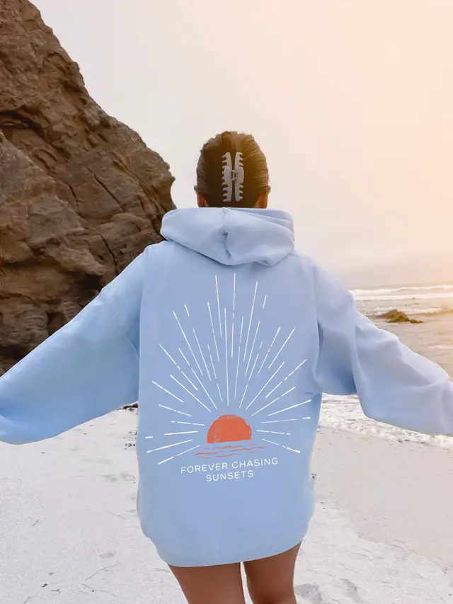 Sweater Printing Stylish Fashion Hooded Light Blue Ms109 - Shop at LoveMi