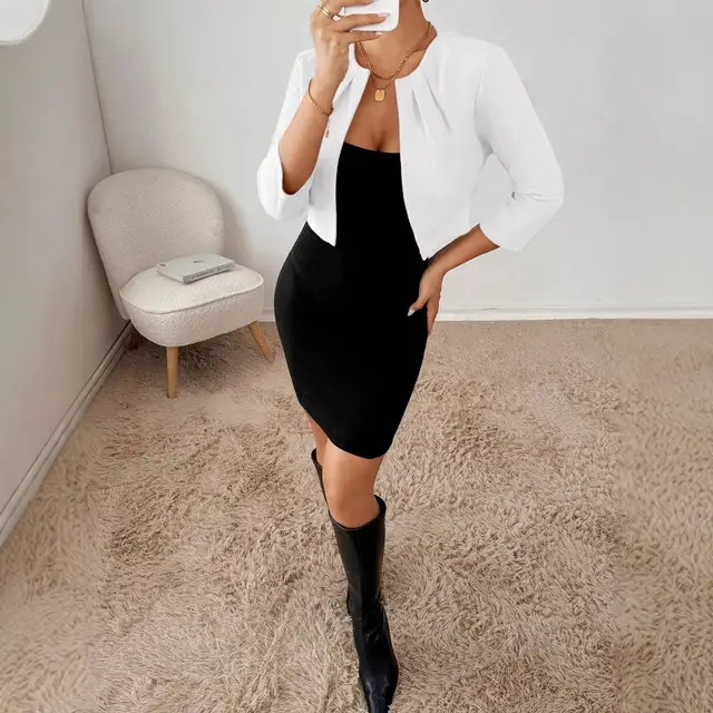 Small Suit Suit Suspender Skirt Cardigan Coat Two piece Set Skirt - Shop at LoveMi