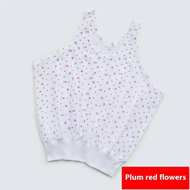 Cotton Middle aged And Elderly Women's I shaped Vest Plum Red Small Flowers - Shop at LoveMi