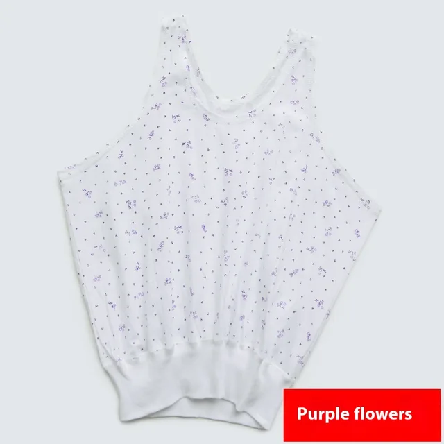 Cotton Middle aged And Elderly Women's I shaped Vest Small Purple Flower - Shop at LoveMi