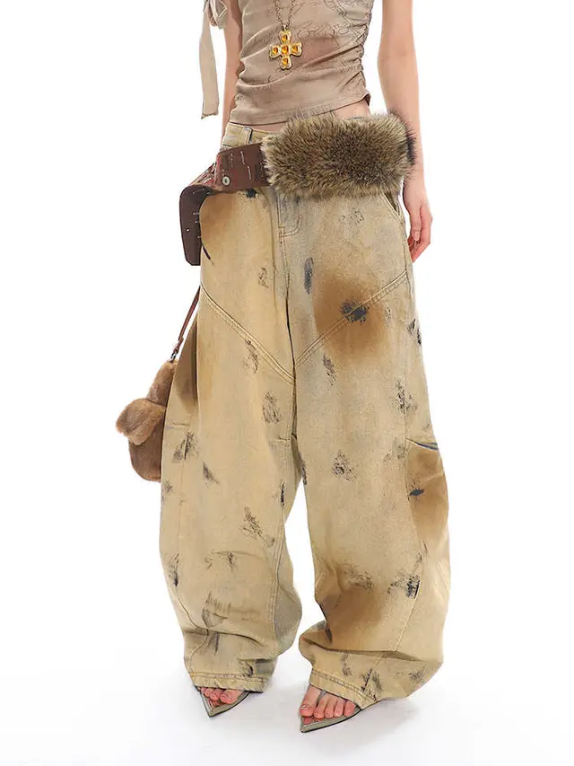Washed Old Blooming Retro Machete Profile Loose Jeans - Shop at LoveMi