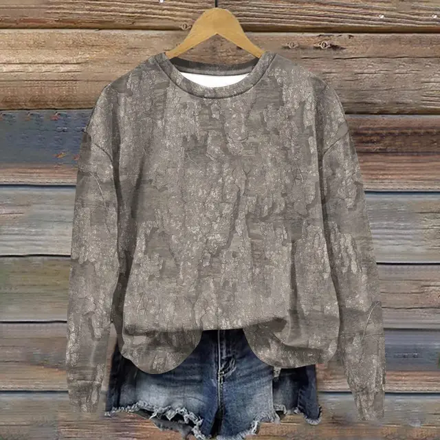 Camouflage Sweatshirt Maple Leaf Printed Crew Neck Sweatshirt Rnst5010202 - Shop at LoveMi