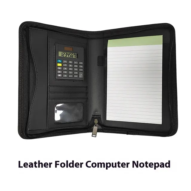 A5 Multifunctional Folder PU Zipper Bag With Computer As Shown - Shop at LoveMi