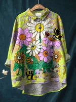 Fashion High-grade Graffiti 3D Digital Printing Lapel Shirt - 7 Colors-L
