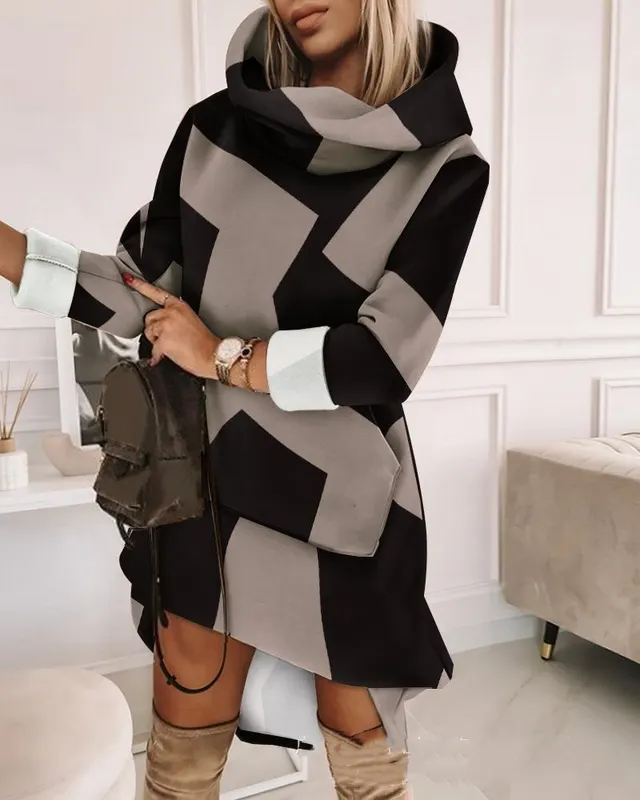 Women's Turtleneck Hooded Mid length Sweater Lzs6106A13 - Shop at LoveMi