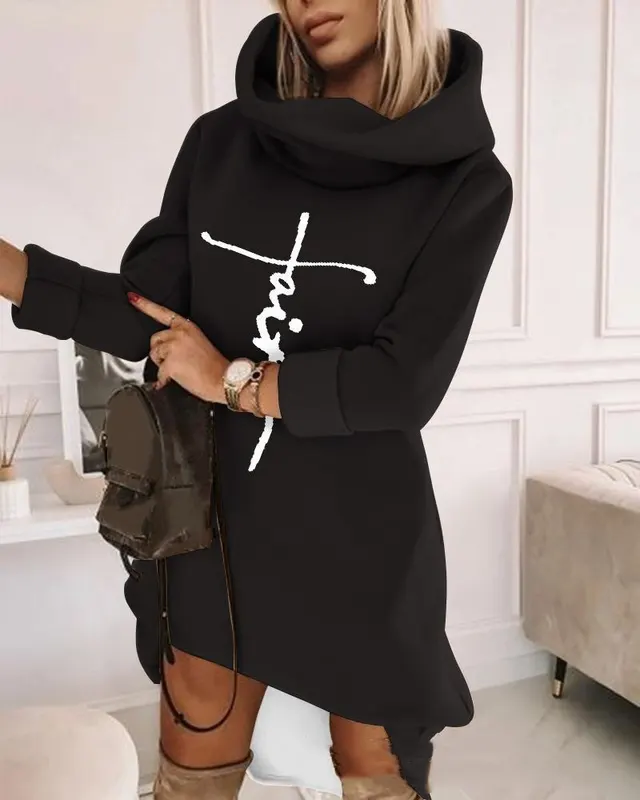 Women's Turtleneck Hooded Mid length Sweater Lzs6106A2 Bk - Shop at LoveMi