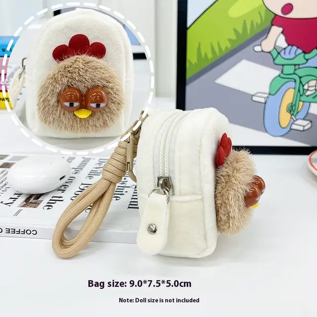 Kappabala Plush Coin Purse Children's Cute Schoolbag Pendant Storage Bag Apple White - Shop at LoveMi