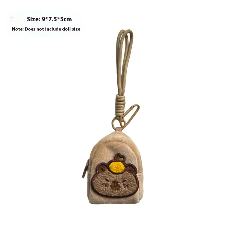 Kappabala Plush Coin Purse Children's Cute Schoolbag Pendant Storage Bag Khaki Barra B Style Brown - Shop at LoveMi
