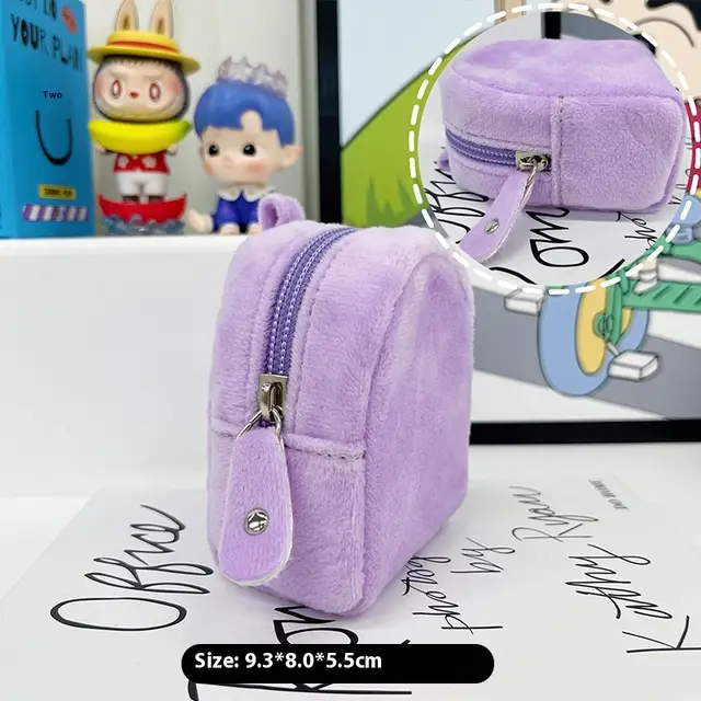 Kappabala Plush Coin Purse Children's Cute Schoolbag Pendant Storage Bag Purple Plush Bag - Shop at LoveMi