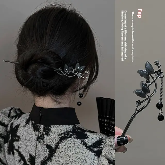Retro Cheongsam Antique Hair Accessories Women's Hairpin Black Double Disc Hairpin - Shop at LoveMi
