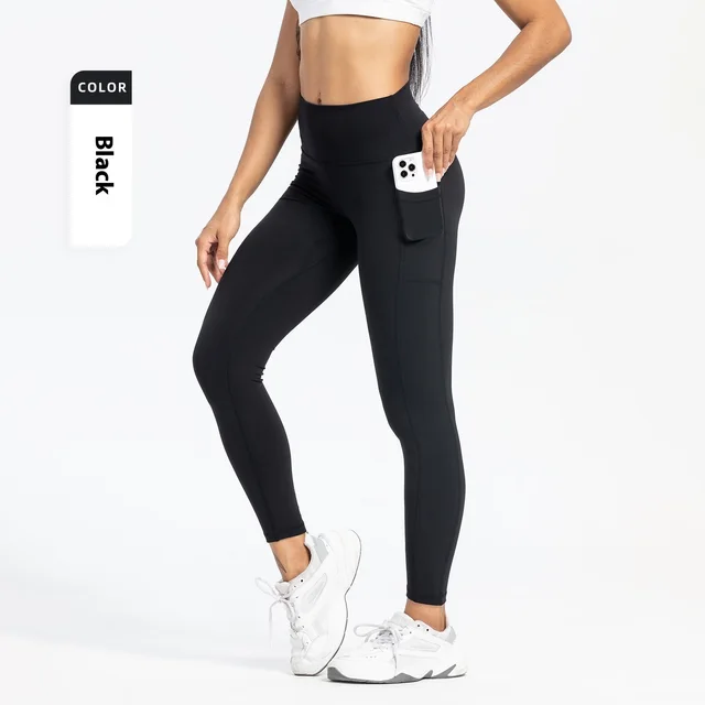 Women's Slim fit Pocket High Waist Workout Sports Yoga Pants Black - Shop at LoveMi