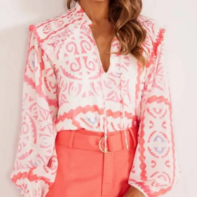 Fluffy Collar Short Sleeved Shirt Desert Flower - Shop at LoveMi