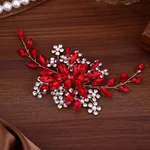 Bridal Rhinestone Hair Band Headdress Handmade Horse Eye Headband Accessories - Red