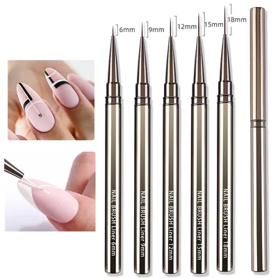 Ultra Fine Manicure Line Drawing Pen Metal Rod Suit Fluoresent Marker Hook Line Pen Manicure Gun Color Metal - Shop at LoveMi