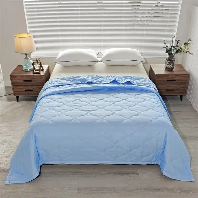 Summer Gift Washed Cotton Summer Quilt Air Conditioner Double Summer Quilt Core Sky Blue - Shop at LoveMi