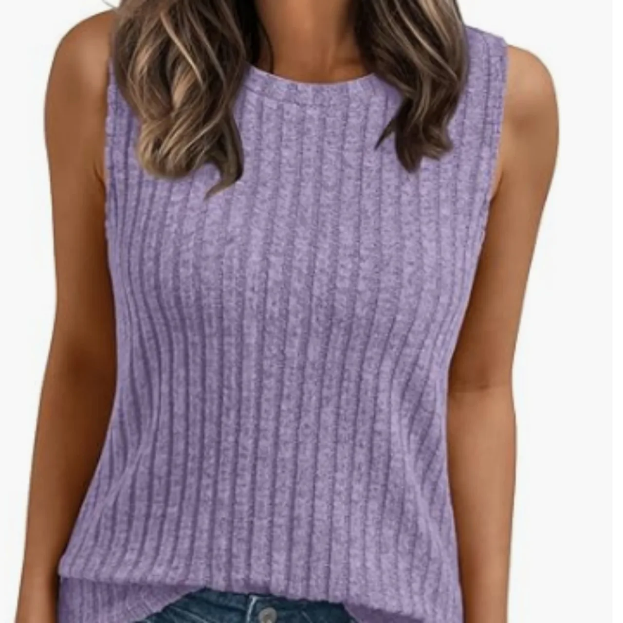 Women's Vest Sleeveless Waistband Shirt - Purple