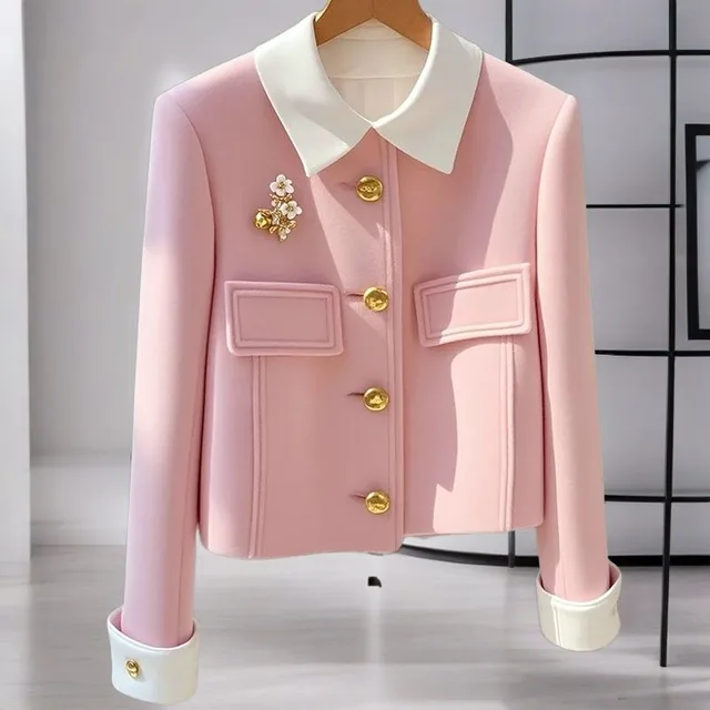 Color Thick Wool Fashionable Jacket Women's Autumn Small Pink - Shop at LoveMi