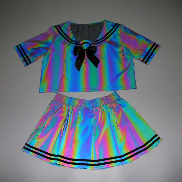 Colorful Reflective Sailor Suit Suit Japanese Sexy Cute Black - Shop at LoveMi